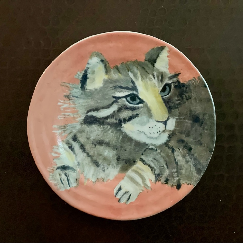 Handcrafted Cat Design Plate by Sally Muir